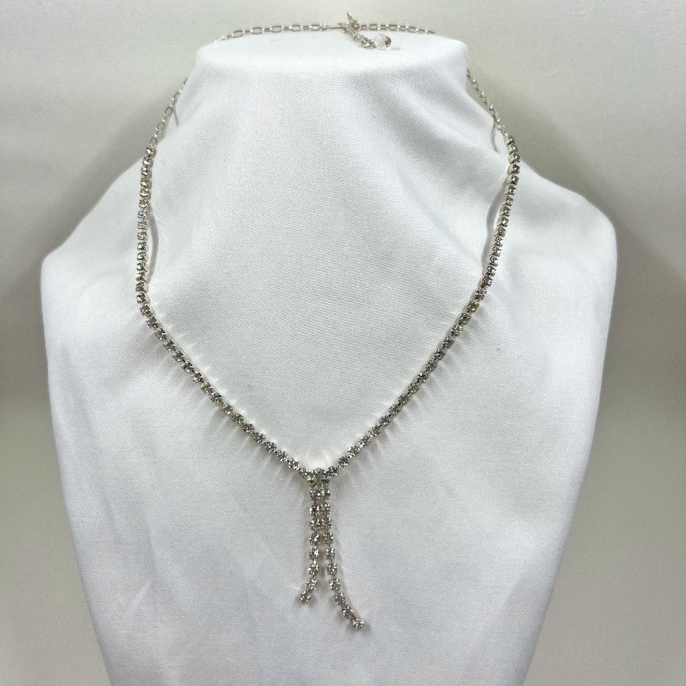 Silver and Rhinestone 18” Y Necklace
